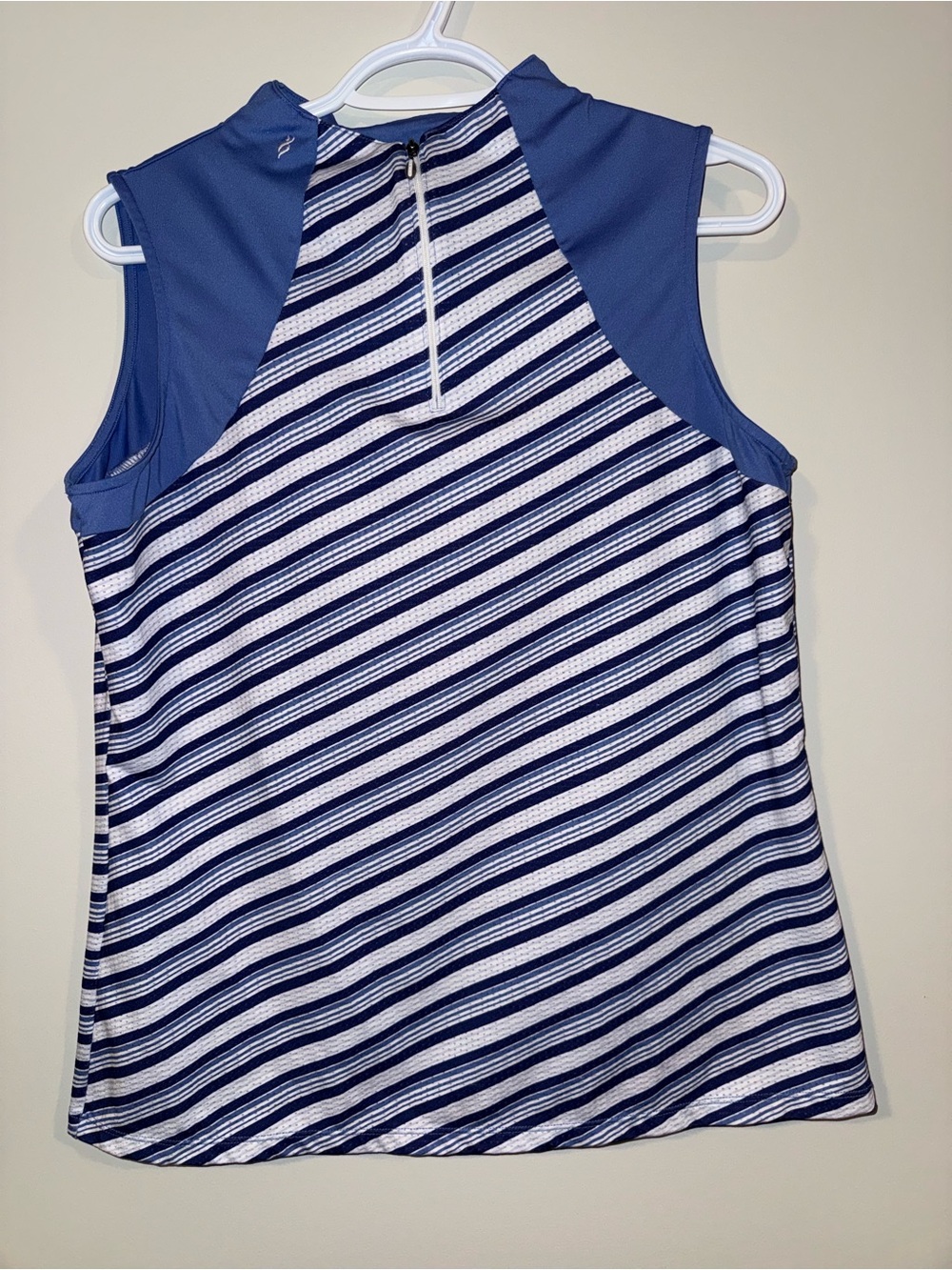 Sleeveless Striped Blue & White Golf Shirt